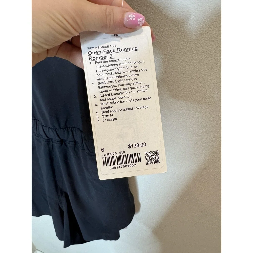 Lululemon Romper Womens 6 Black Open Back Running 3